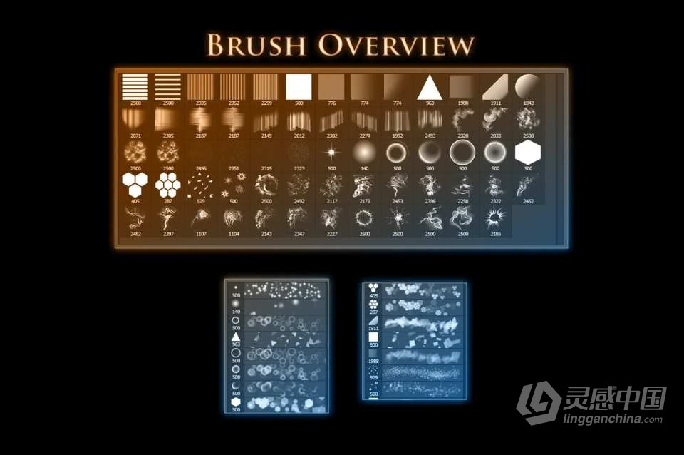 63种北极光图形烟雾渐变发光气泡光效PS笔刷 63 Lighting Brushes  灵感中国网 www.lingganchina.com