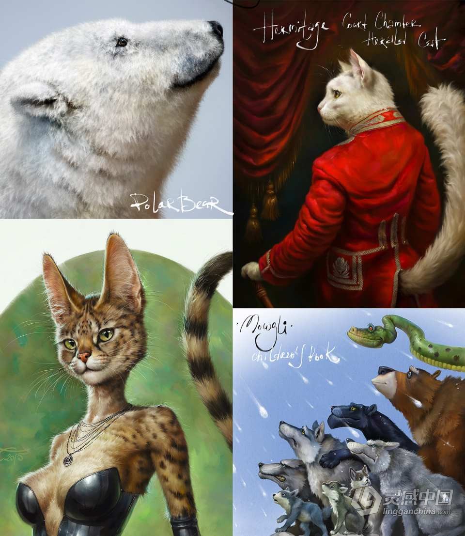 28个适用于PS和Clip Studio Paint 的逼真动物毛发绘画笔刷 Realistic FUR: 28 Brushes for CLIP STUDIO  灵感中国网 www.lingganchina.com