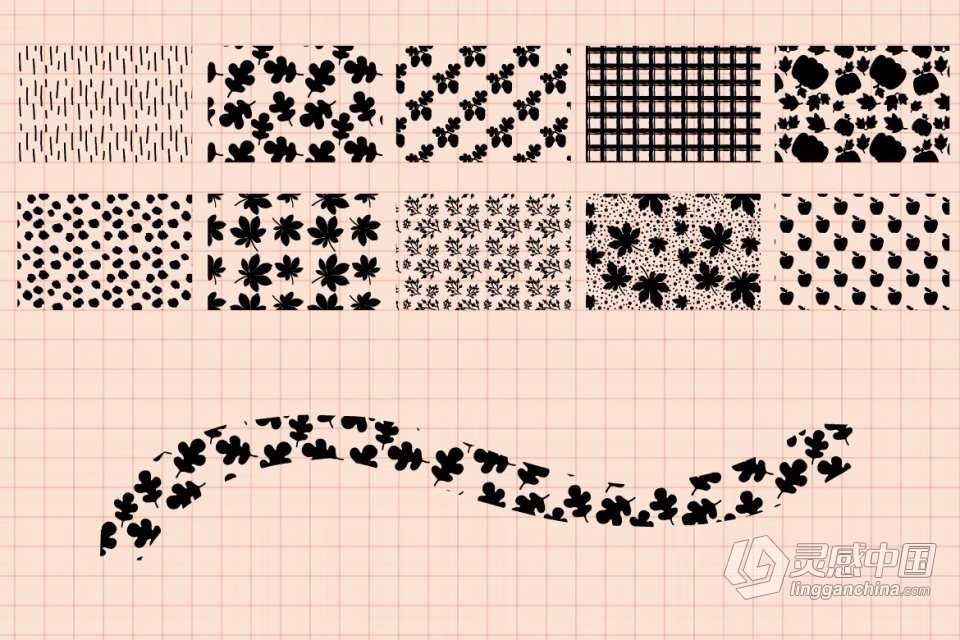 【Procreate笔刷】10个Ipad绘画的秋季树叶花卉图案Procreate笔刷 Procreate pattern brushes. Fall addit  灵感中国网 www.lingganchina.com