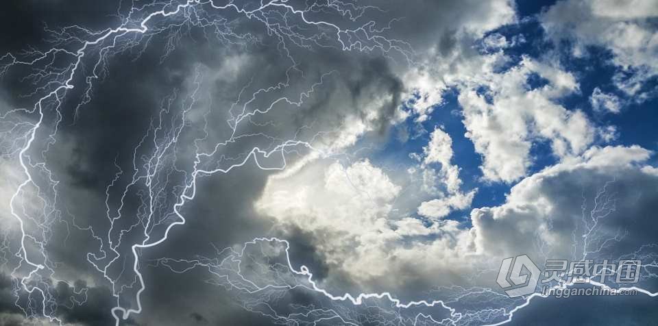 【PS笔刷】102个雷击闪电高压电流特效PS笔刷 102 Lightning Brushes  灵感中国网 www.lingganchina.com