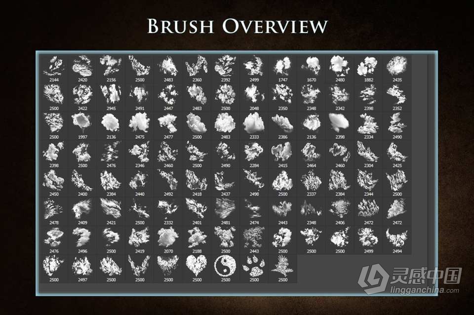 【PS笔刷】100个白云乌云云彩图形PS笔刷 100 Cloud Brushes +Extras  灵感中国网 www.lingganchina.com