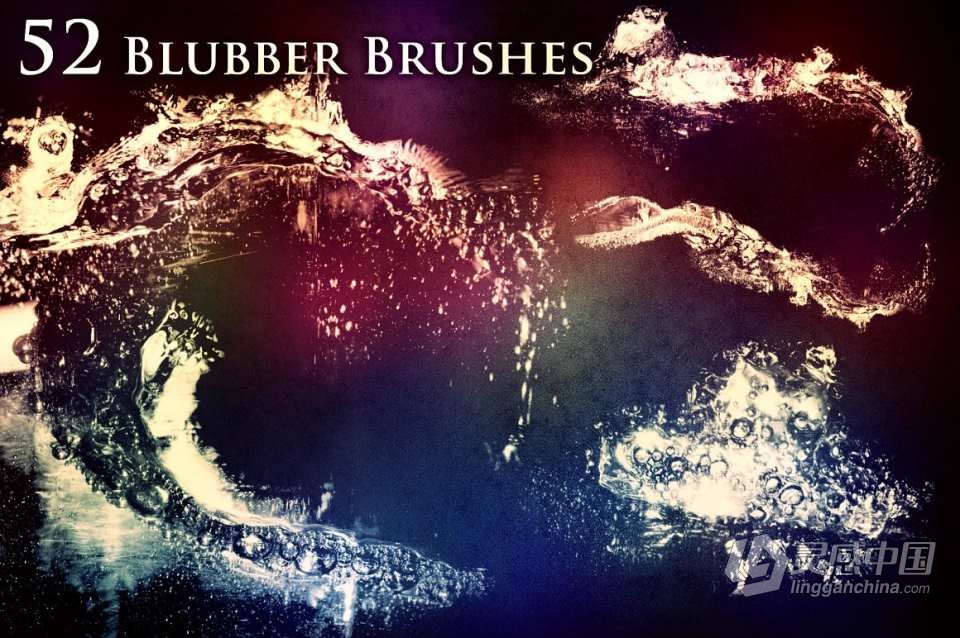 【PS笔刷】52个海浪水花液体飞溅效果PS笔刷Affinity画笔Procreate笔刷 52 Blubber Brushes  灵感中国社区 www.lingganchina.com