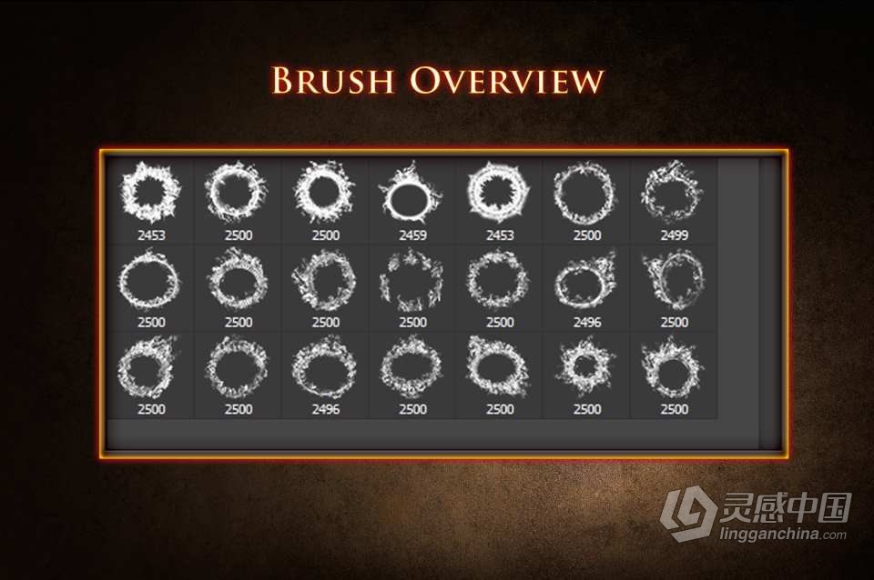 【PS笔刷】21个火圈火环燃烧PS笔刷Affinity画笔Procreate笔刷 21 Ring of Fire Brushes  灵感中国网 www.lingganchina.com