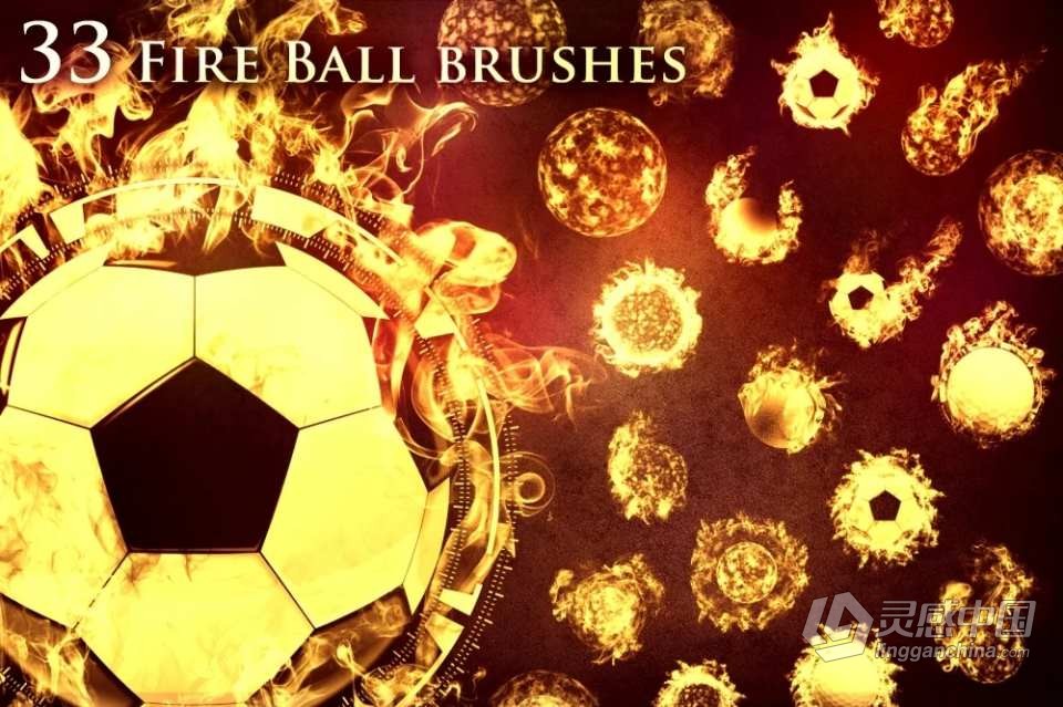 【PS笔刷】33个魔法火球太阳燃烧星球爆炸PS笔刷Affinity画笔Procreate笔刷 33 Fireball Brushes  灵感中国网 www.lingganchina.com
