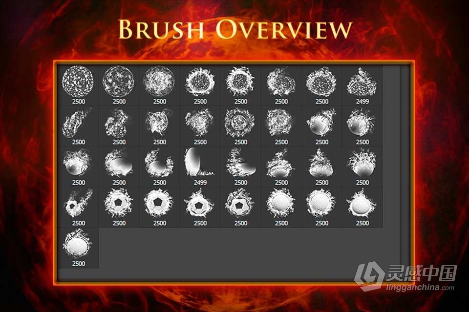 【PS笔刷】33个魔法火球太阳燃烧星球爆炸PS笔刷Affinity画笔Procreate笔刷 33 Fireball Brushes  灵感中国社区 www.lingganchina.com