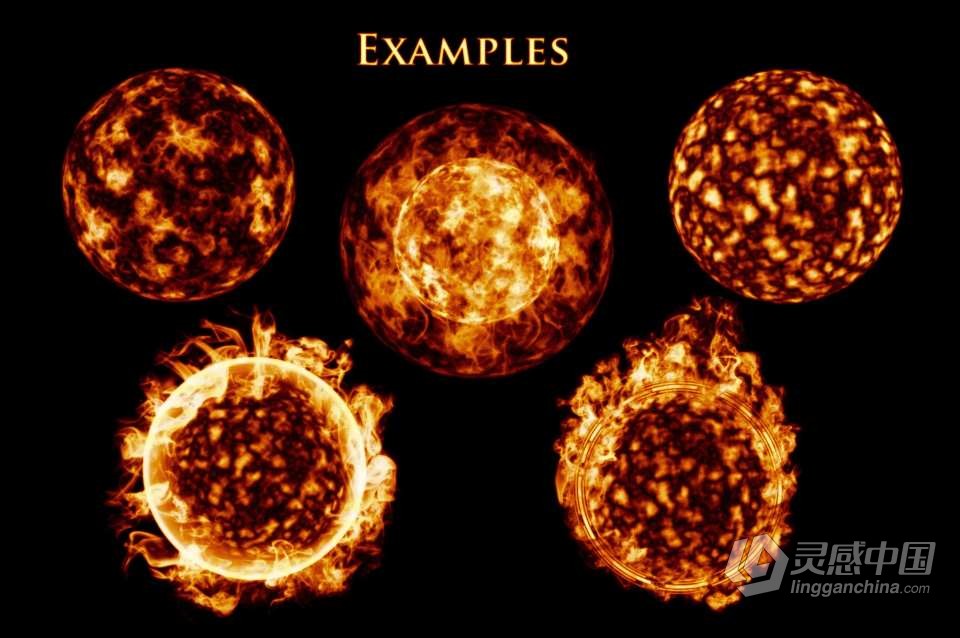 【PS笔刷】33个魔法火球太阳燃烧星球爆炸PS笔刷Affinity画笔Procreate笔刷 33 Fireball Brushes  灵感中国网 www.lingganchina.com
