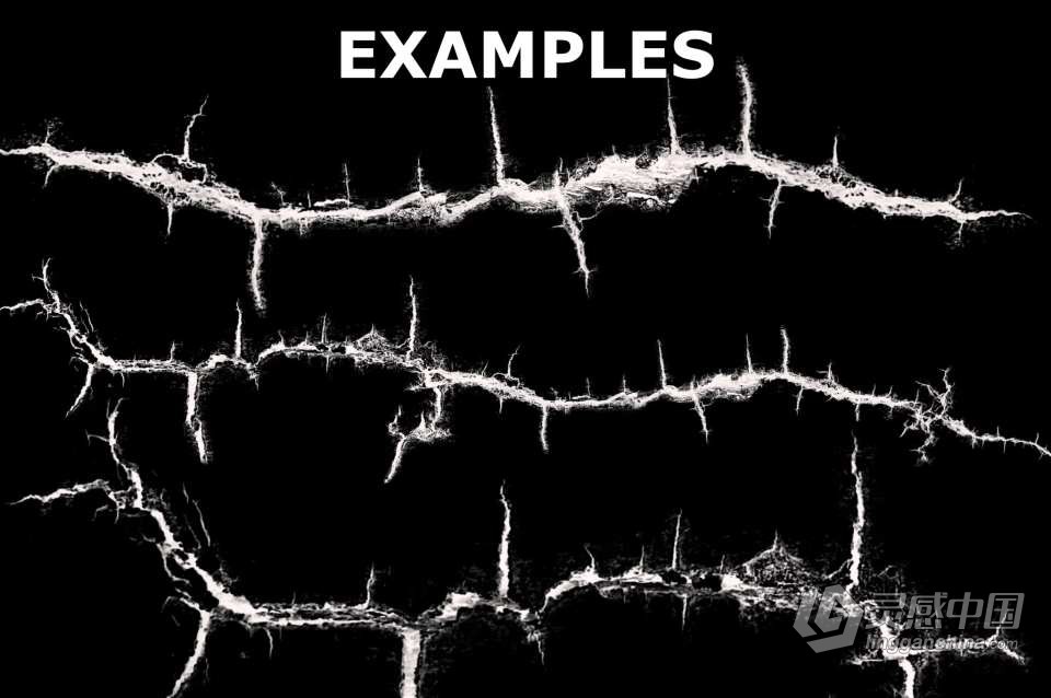 【PS笔刷】39个破裂树皮纹理裂缝效果PS笔刷Affinity画笔Procreate笔刷 39 Crack Brushes  灵感中国网 www.lingganchina.com