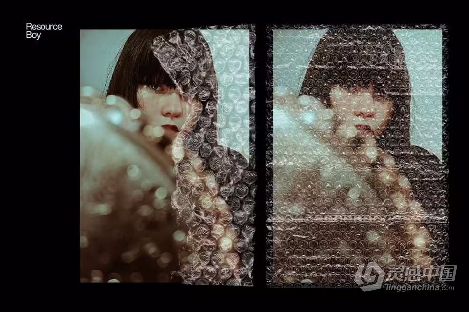 【PS笔刷】100个4K透明塑料气泡薄膜覆盖效果PS笔刷 100 Bubble Wrap Photoshop Brushes  灵感中国网 www.lingganchina.com