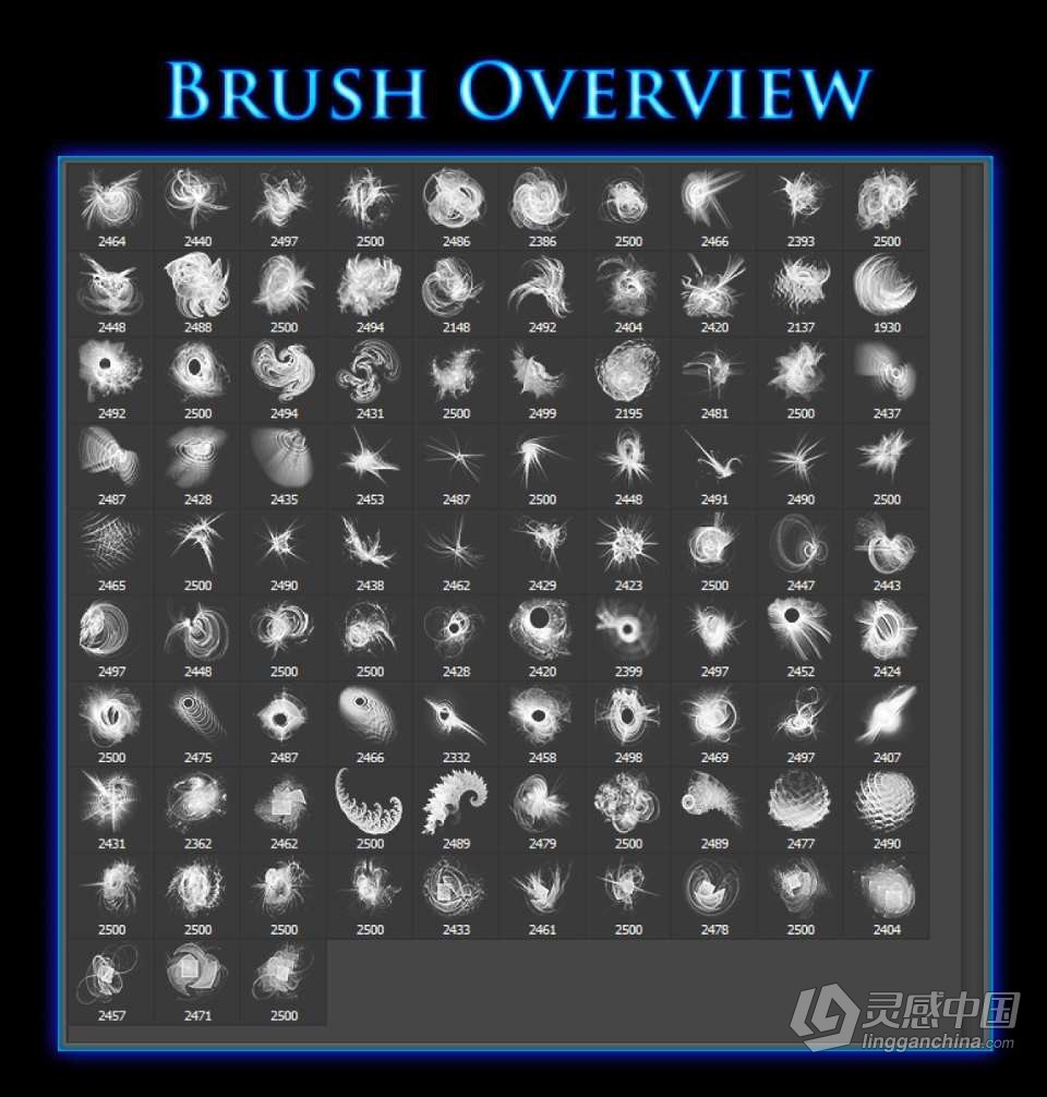 【PS笔刷】93种魔幻抽象超现实装饰图案PS笔刷Affinity画笔Procreate笔刷 93 Fractal Decoration Brushes  灵感中国网 www.lingganchina.com