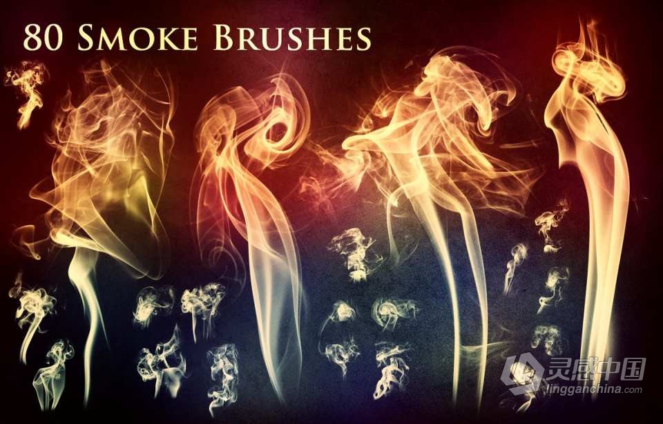 【PS笔刷】80个烟雾和燃烧火焰PS笔刷Affinity画笔Procreate笔刷 80 Smoke and Fire Brushes &amp; PNGs  灵感中国网 www.lingganchina.com