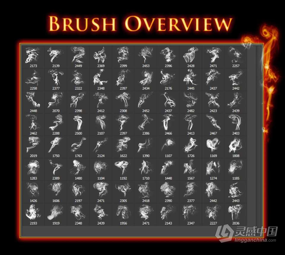 【PS笔刷】80个烟雾和燃烧火焰PS笔刷Affinity画笔Procreate笔刷 80 Smoke and Fire Brushes &amp; PNGs  灵感中国网 www.lingganchina.com