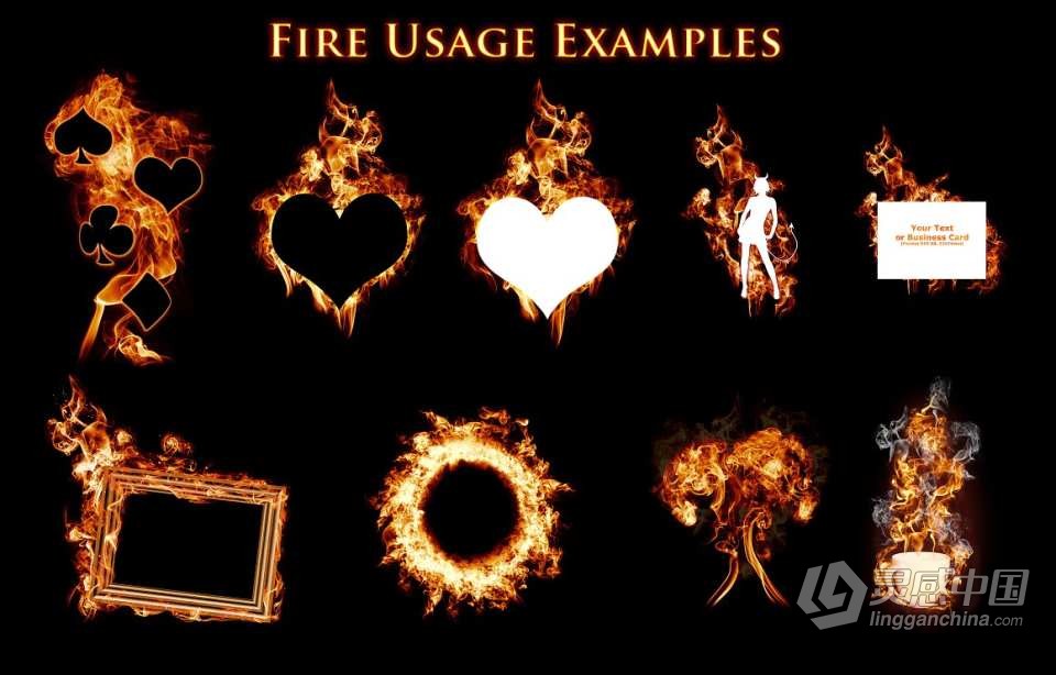【PS笔刷】80个烟雾和燃烧火焰PS笔刷Affinity画笔Procreate笔刷 80 Smoke and Fire Brushes &amp; PNGs  灵感中国网 www.lingganchina.com