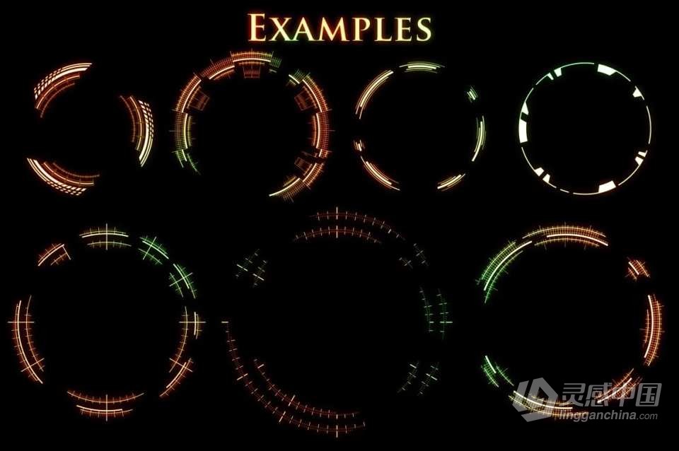 【PS笔刷】198种简单的未来派圆形圆环图案PS笔刷Affinity画笔Procreate笔刷 198 Simple Futuristic Circle Bru  灵感中国网 www.lingganchina.com