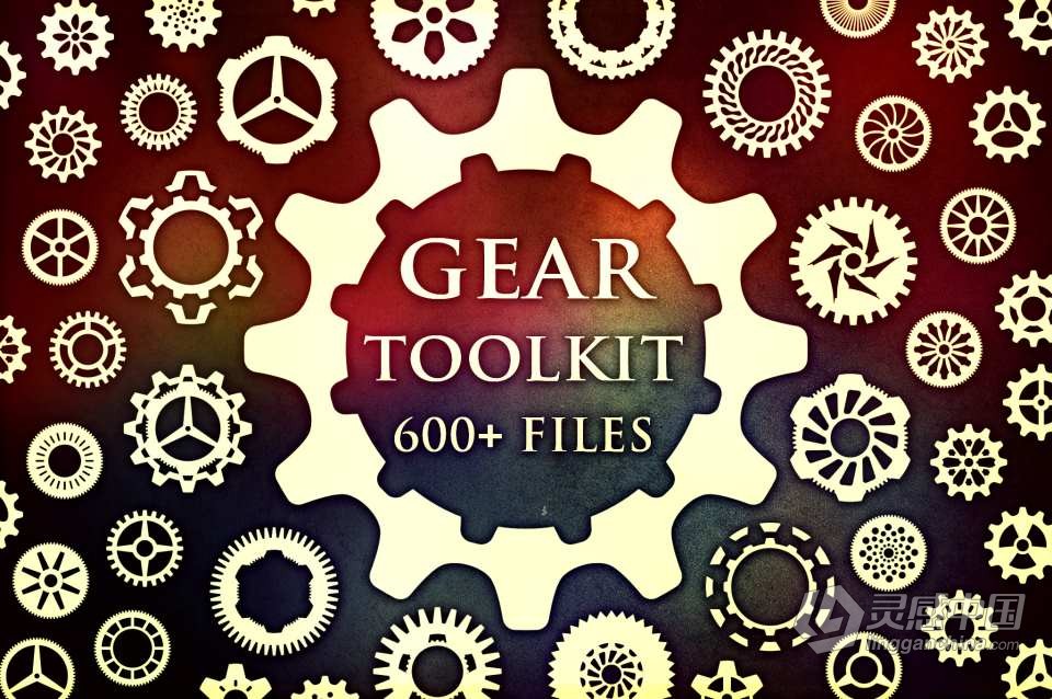 【PS笔刷】70个高分辨率工业齿轮图案PS笔刷Affinity画笔Procreate笔刷 Gear Toolkit  灵感中国社区 www.lingganchina.com