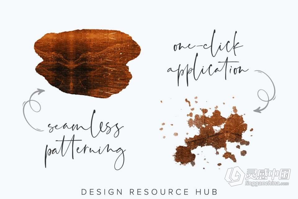【PS样式】30种深色金属铜纹理图案文本样式PS样式AI色板 Dark Copper Photoshop Layer Styles  灵感中国网 www.lingganchina.com