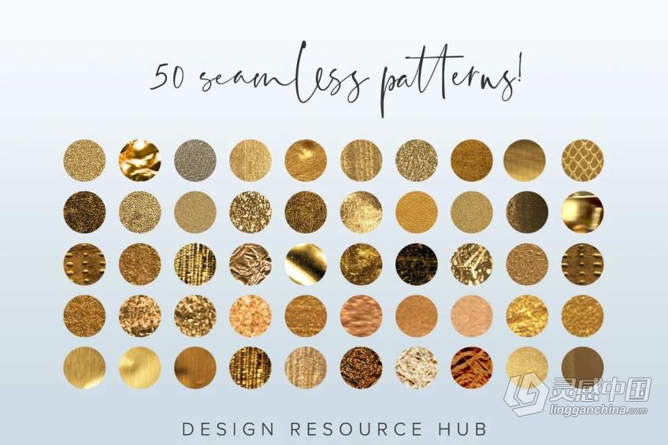 【PS样式】50种金箔纸纹理图案文本样式PS样式AI色板 Deep Forest Watercolor PS Styles  灵感中国网 www.lingganchina.com