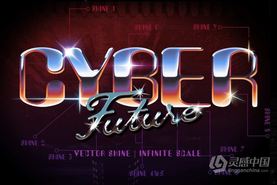 【Affinity样式】重金属镀铬图层样式和渐变贴图预设套件Affinity样式 Heavy Metal Chrome Layer Styles  灵感中国网 www.lingganchina.com