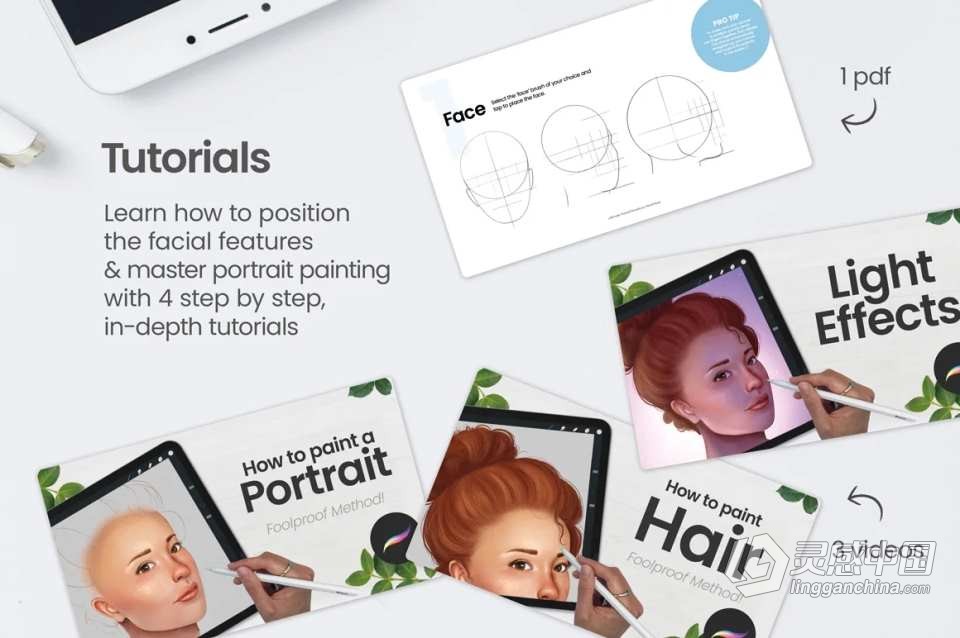 【Procreate笔刷】终极人像绘画套装Procreate画笔笔刷含视频教程 Ultimate Procreate Portrait Bundle  灵感中国网 www.lingganchina.com