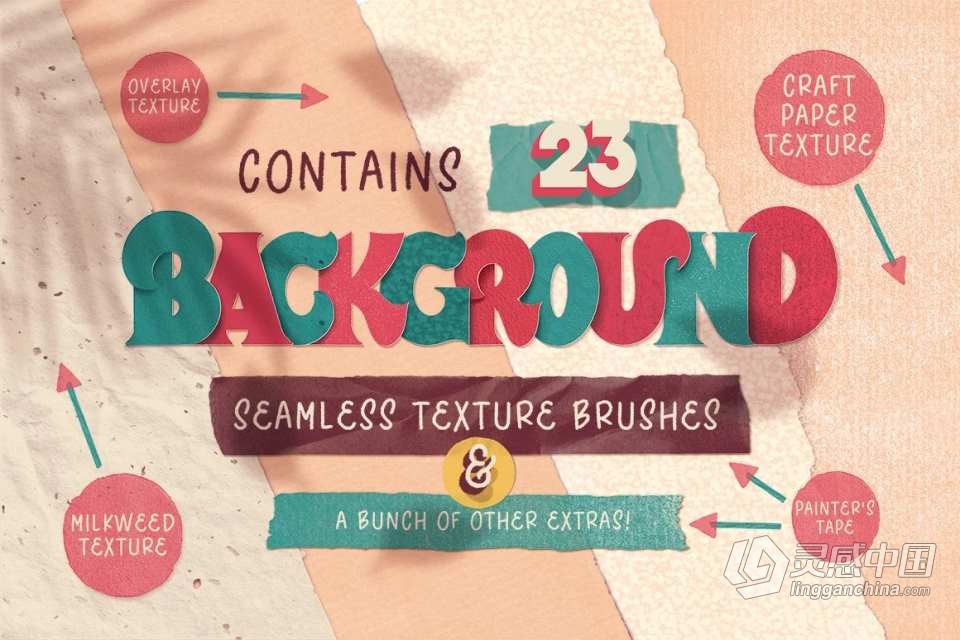 【Procreate笔刷】87套Procreate复古怀旧纸张撕纸插图纹理背景Procreate画笔 The Ultimate Procreate Backgr  灵感中国网 www.lingganchina.com