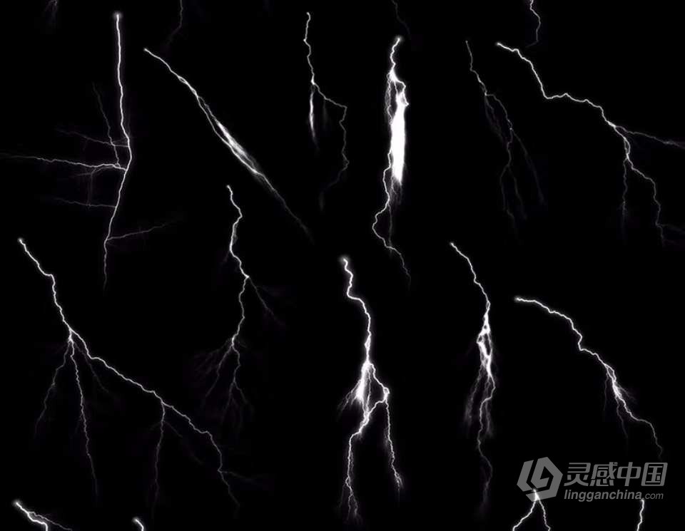 【PS笔刷】50支雷击闪电雷电效果Photoshop笔刷 50 Lightning Photoshop Brushes  灵感中国网 www.lingganchina.com