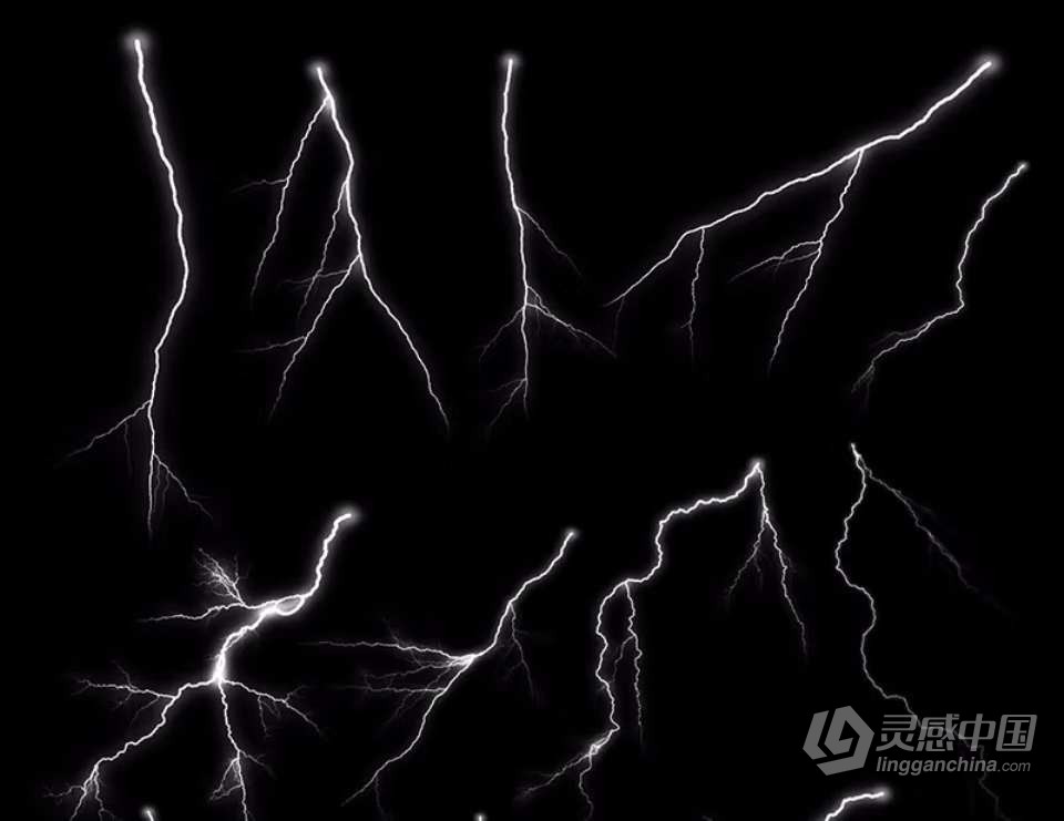 【PS笔刷】50支雷击闪电雷电效果Photoshop笔刷 50 Lightning Photoshop Brushes  灵感中国网 www.lingganchina.com
