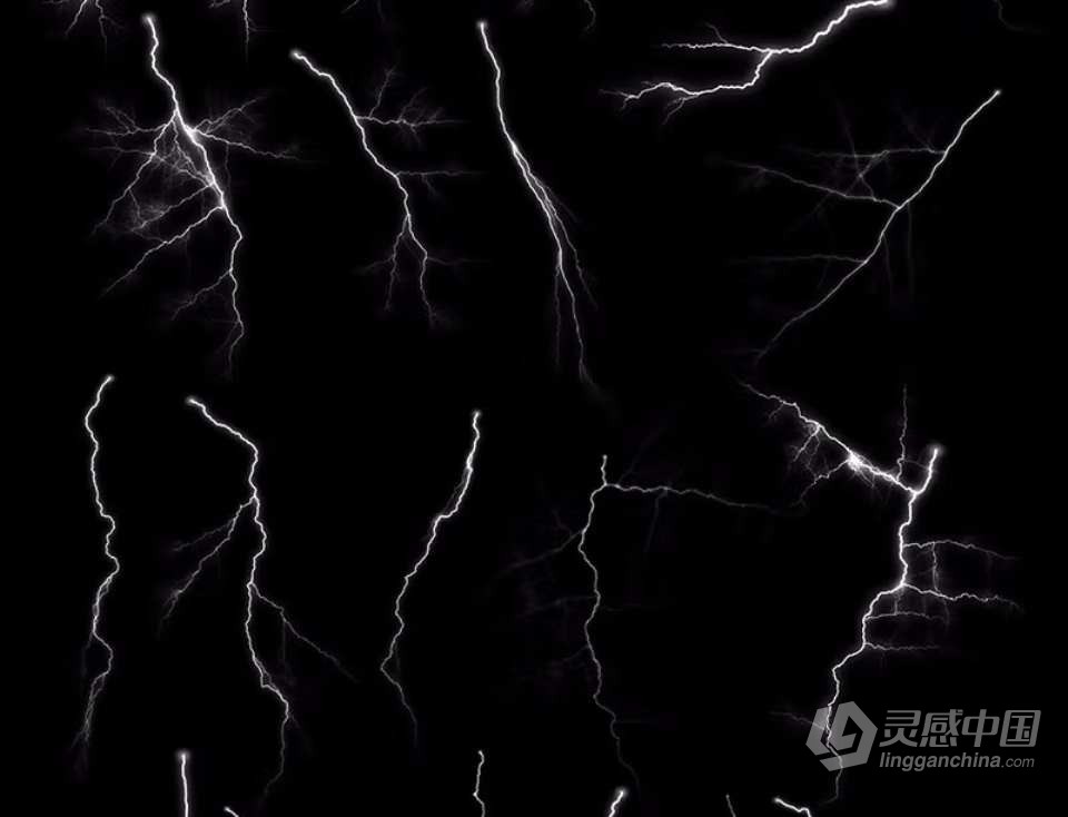 【PS笔刷】50支雷击闪电雷电效果Photoshop笔刷 50 Lightning Photoshop Brushes  灵感中国网 www.lingganchina.com