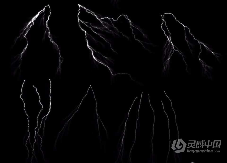 【PS笔刷】50支雷击闪电雷电效果Photoshop笔刷 50 Lightning Photoshop Brushes  灵感中国网 www.lingganchina.com