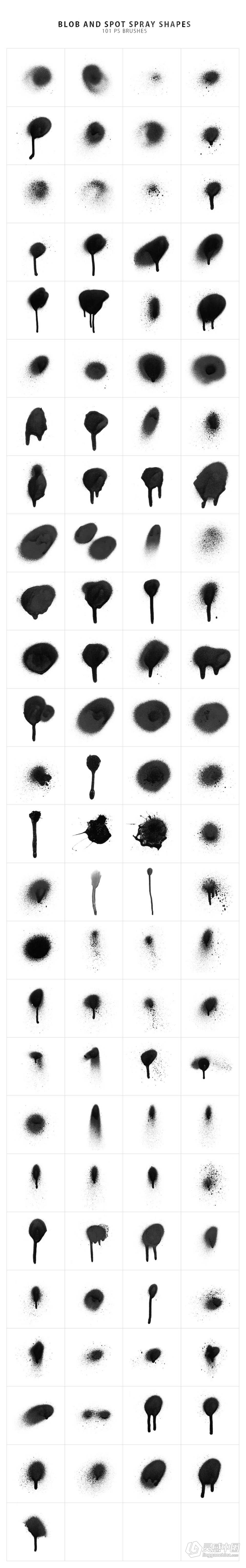 【PS笔刷】214支独特的喷漆涂抹效果PS笔刷 214 Spray Photoshop Brushes  灵感中国网 www.lingganchina.com