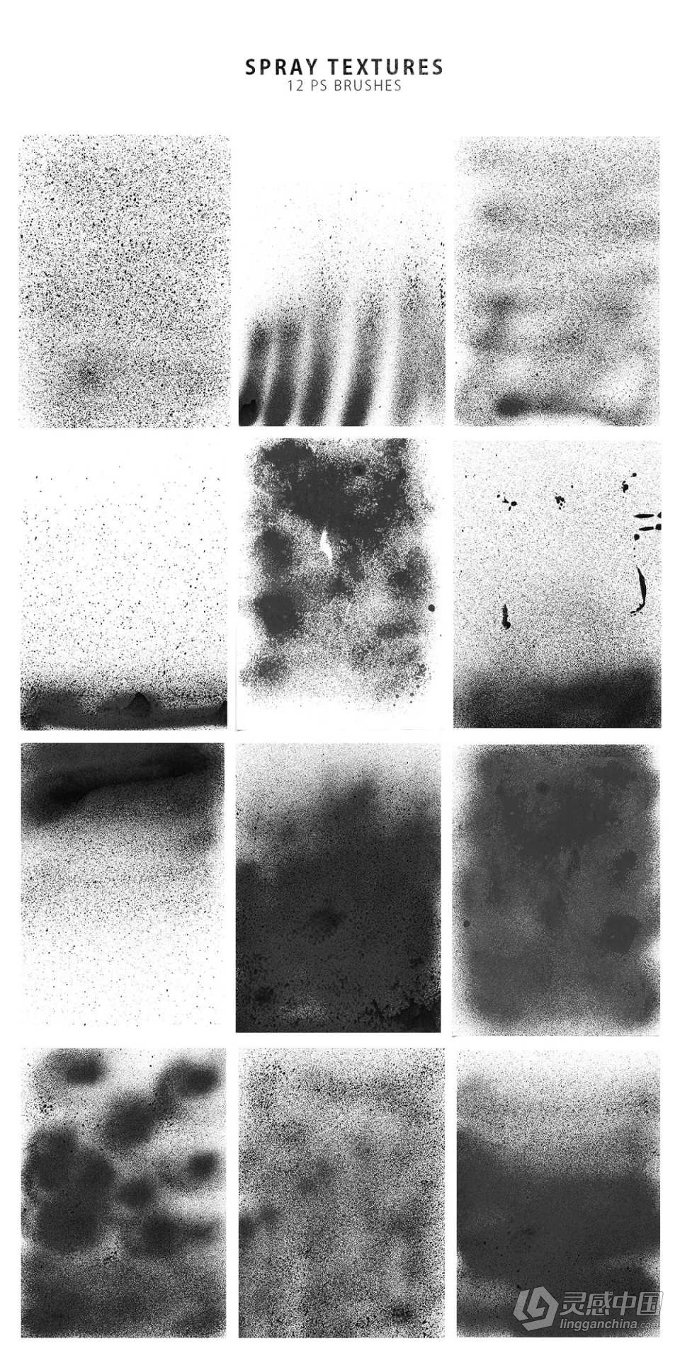 【PS笔刷】214支独特的喷漆涂抹效果PS笔刷 214 Spray Photoshop Brushes  灵感中国网 www.lingganchina.com