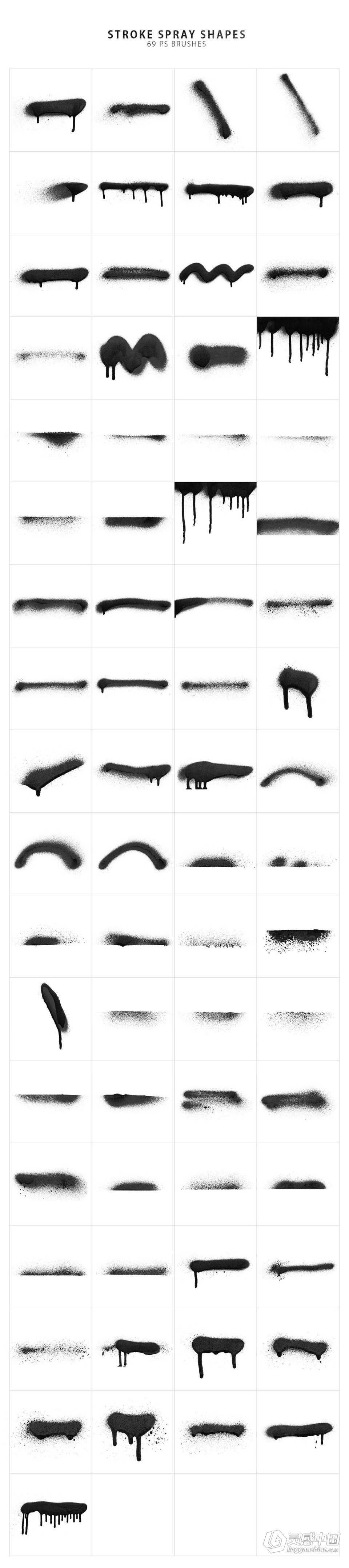 【PS笔刷】214支独特的喷漆涂抹效果PS笔刷 214 Spray Photoshop Brushes  灵感中国网 www.lingganchina.com