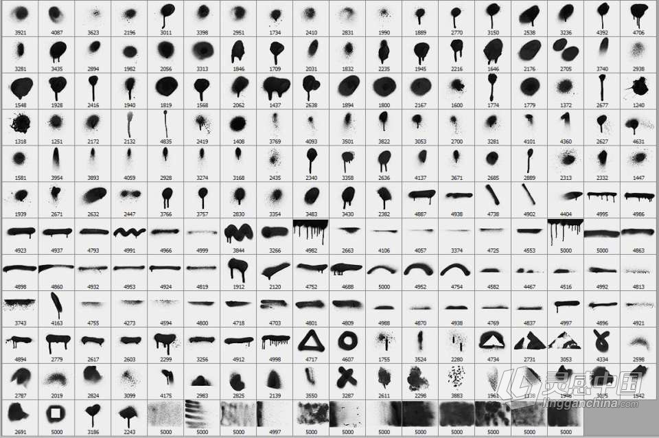 【PS笔刷】214支独特的喷漆涂抹效果PS笔刷 214 Spray Photoshop Brushes  灵感中国网 www.lingganchina.com