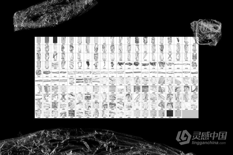 【PS笔刷】198支透明塑料薄膜效果PS特效笔刷 198 Plastic Photoshop Brushes  灵感中国网 www.lingganchina.com