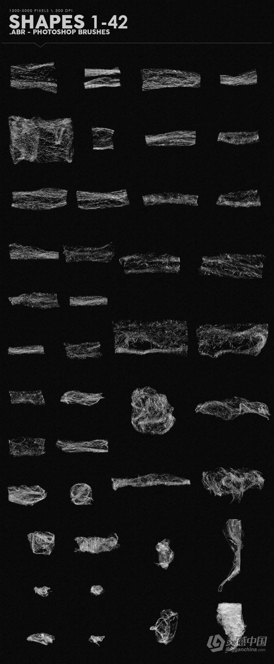 【PS笔刷】198支透明塑料薄膜效果PS特效笔刷 198 Plastic Photoshop Brushes  灵感中国网 www.lingganchina.com