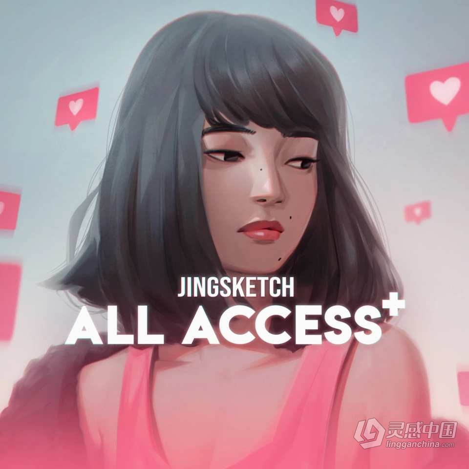Jingsketch 50套数字绘画Procreate笔刷画笔调色板与视频教程合集  灵感中国网 www.lingganchina.com