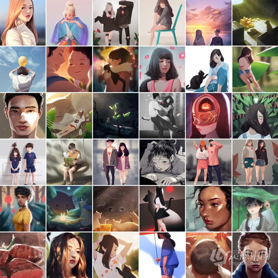 Jingsketch 50套数字绘画Procreate笔刷画笔调色板与视频教程合集  灵感中国网 www.lingganchina.com