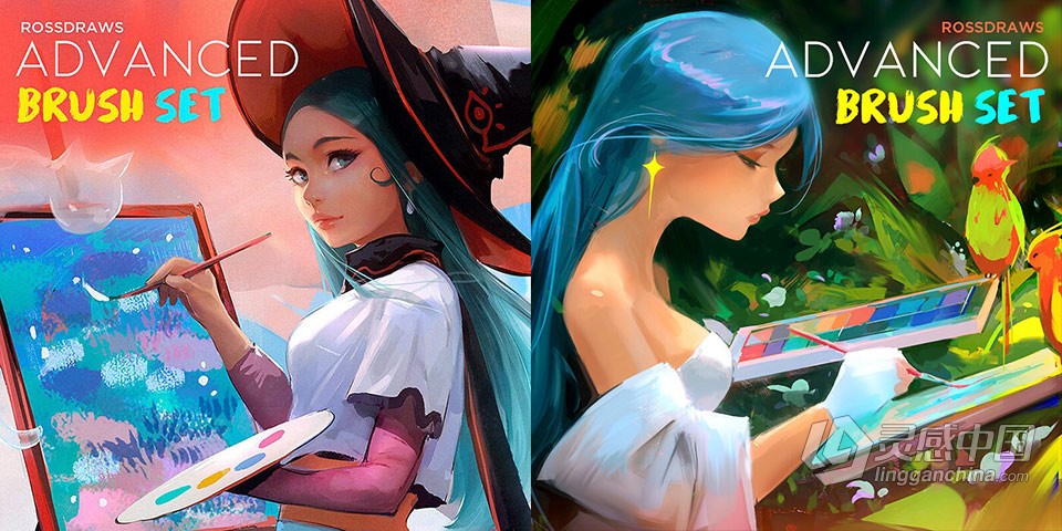 【Procreate/PS笔刷】RossDraws高级Procreate/PS画笔笔刷套装2.0 版 - Photoshop+Procreate画笔（2022  灵感中国网 www.lingganchina.com