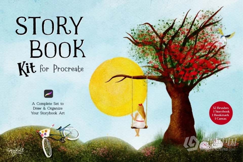 【Procreate笔刷】儿童插图故事书Procreate笔刷画笔 Storybook Kit For Procreate  灵感中国社区 www.lingganchina.com