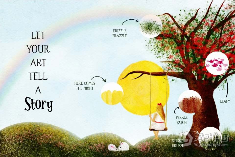 【Procreate笔刷】儿童插图故事书Procreate笔刷画笔 Storybook Kit For Procreate  灵感中国网 www.lingganchina.com