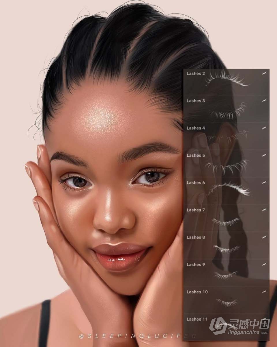 【Procreate笔刷】930人像化妆彩妆画笔套装Procreate笔刷 1760 Procreate Makeup Brushes  灵感中国网 www.lingganchina.com