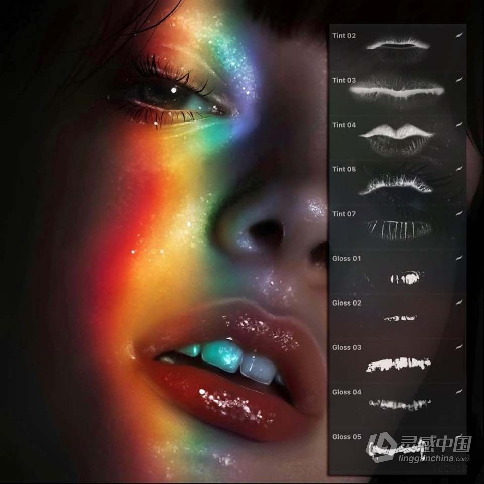 【Procreate笔刷】930人像化妆彩妆画笔套装Procreate笔刷 1760 Procreate Makeup Brushes  灵感中国网 www.lingganchina.com