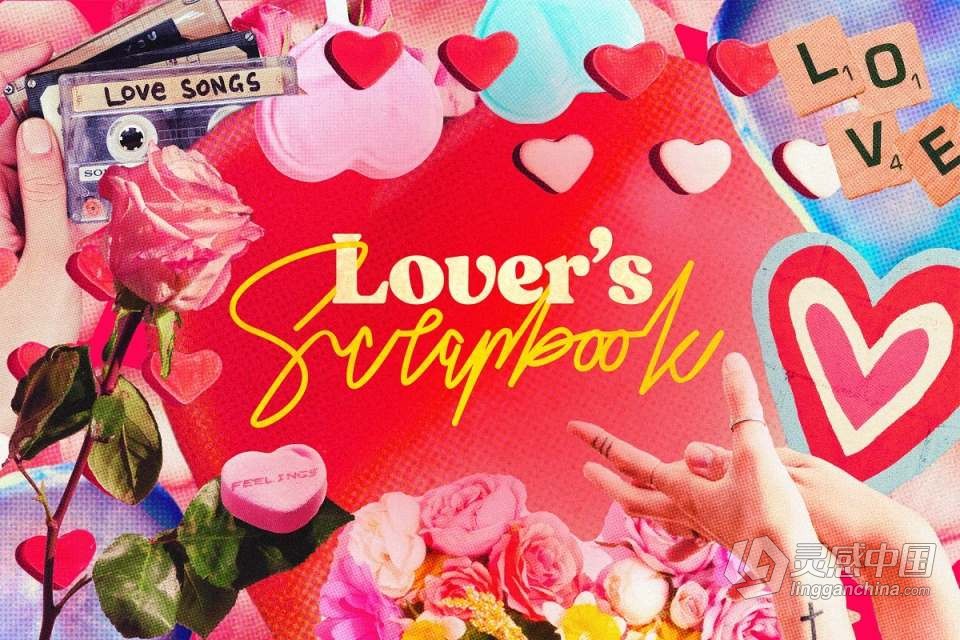 47张复古怀旧纹理情人节爱情婚礼元素剪贴画PNG图片素材 Studio 2am – Lover’s Scrapbook：Valentines Cuts  灵感中国网 www.lingganchina.com