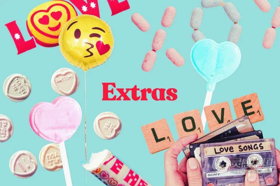 47张复古怀旧纹理情人节爱情婚礼元素剪贴画PNG图片素材 Studio 2am – Lover’s Scrapbook：Valentines Cuts  灵感中国网 www.lingganchina.com
