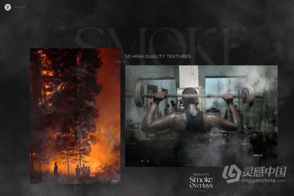 50张逼真的烟饼烟雾雾气晨雾照片合成叠加素材 Realistic Smoke Overlays  灵感中国网 www.lingganchina.com