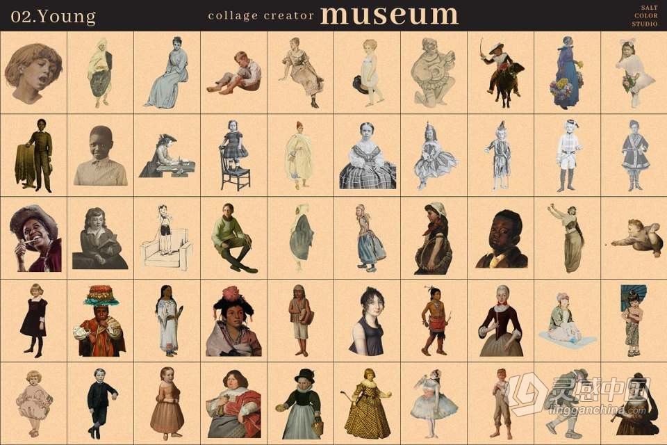 700+博物馆收藏复古人像旧物件插图剪贴画设计PNG图片素材 Museum Collage Creator  灵感中国网 www.lingganchina.com