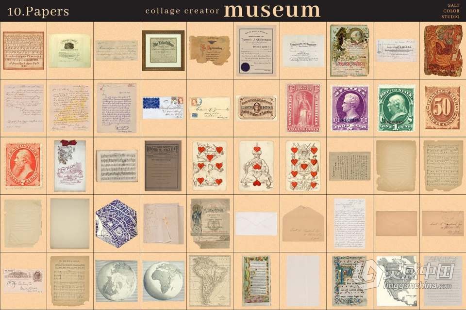 700+博物馆收藏复古人像旧物件插图剪贴画设计PNG图片素材 Museum Collage Creator  灵感中国网 www.lingganchina.com