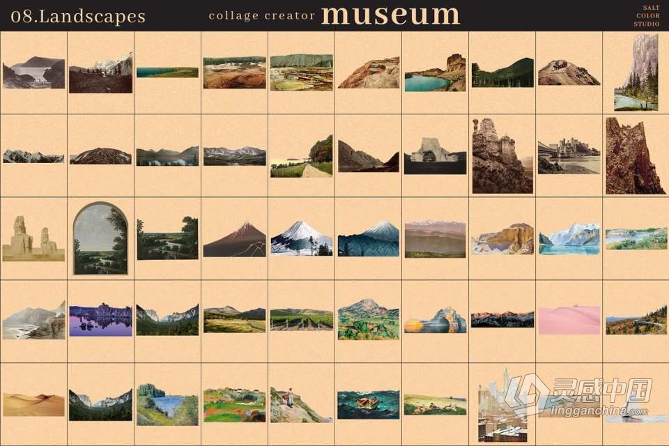 700+博物馆收藏复古人像旧物件插图剪贴画设计PNG图片素材 Museum Collage Creator  灵感中国网 www.lingganchina.com