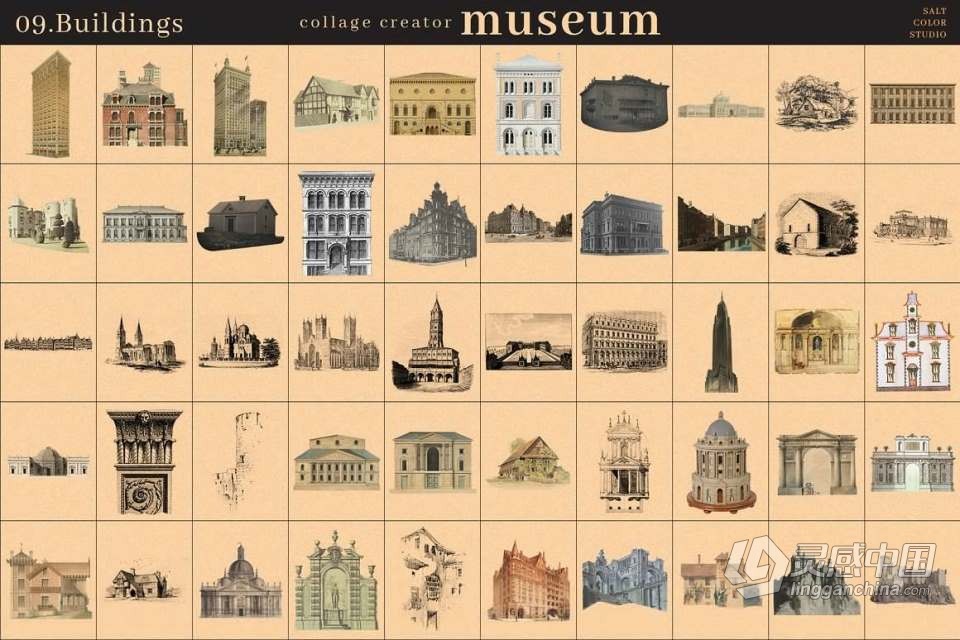 700+博物馆收藏复古人像旧物件插图剪贴画设计PNG图片素材 Museum Collage Creator  灵感中国网 www.lingganchina.com
