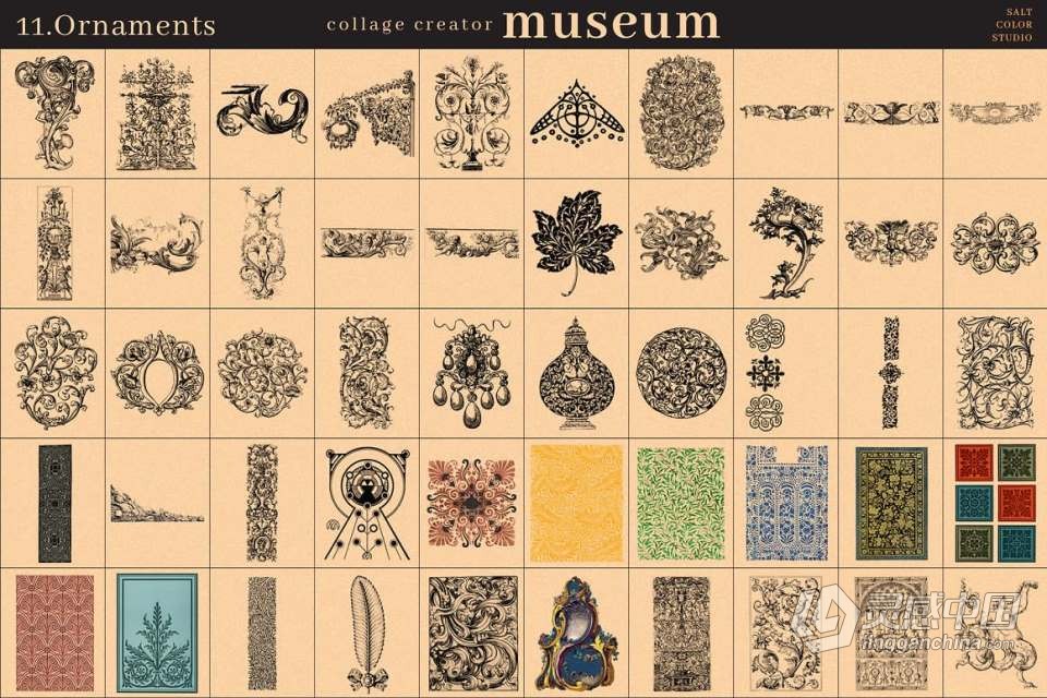 700+博物馆收藏复古人像旧物件插图剪贴画设计PNG图片素材 Museum Collage Creator  灵感中国网 www.lingganchina.com