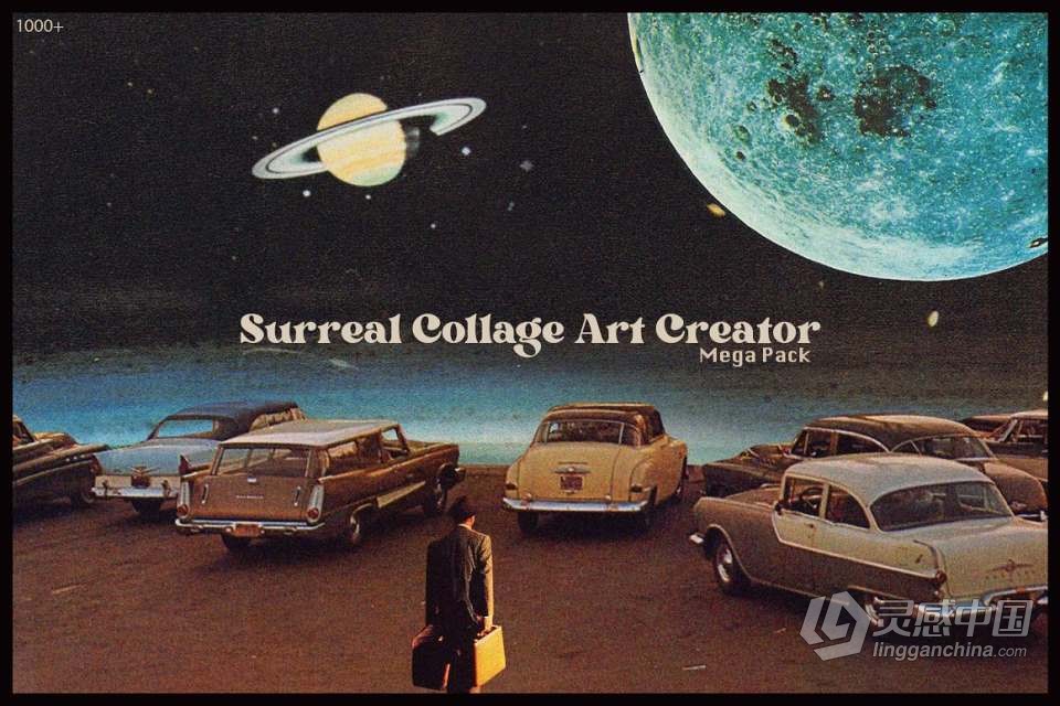 1000+超现实复古拼贴艺术合成设计PSD + PNG创意素材 Surreal Collage Art Creator 1000+  灵感中国网 www.lingganchina.com