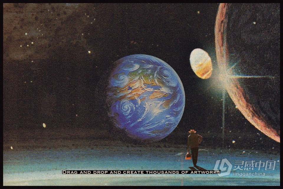 1000+超现实复古拼贴艺术合成设计PSD + PNG创意素材 Surreal Collage Art Creator 1000+  灵感中国网 www.lingganchina.com